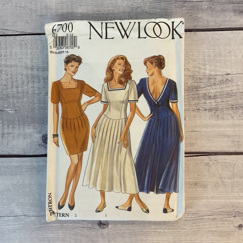 New Look 6700 Sewing Pattern Dress Pleats Square Neck Princess Seams 8-18 UNCUT